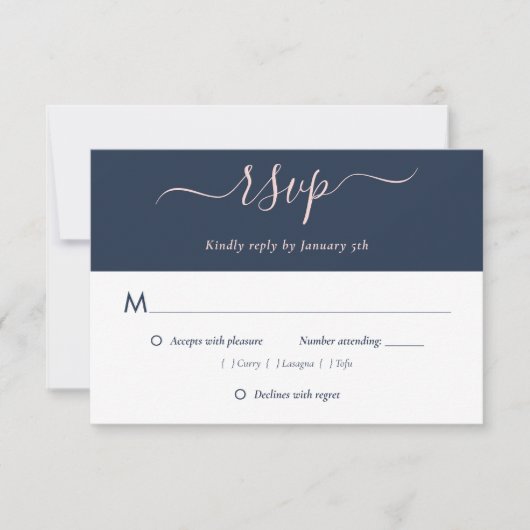 Blue Blush Wedding RSVP Cards - Auswahl Karte (Vorderseite)