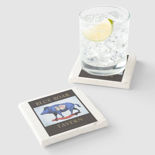 Blue Boar Tavern Marble Untersetzer (Seitenansicht)