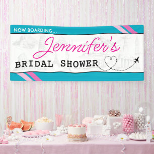Blue Boarding Pass Brautparty Banner
