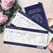 Blue Boarding Pass Hochzeit in Urlaubsort Einladung