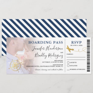 Blue Boarding Pass HOCHZEIT IN URLAUBSORT FOTO Einladung