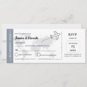 Blue Boarding Pass Hochzeit RSVP Gehäuse Karte (Vorderseite)