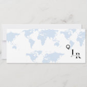 Blue Boarding pass Monogramm Save the Date Ticket (Rückseite)