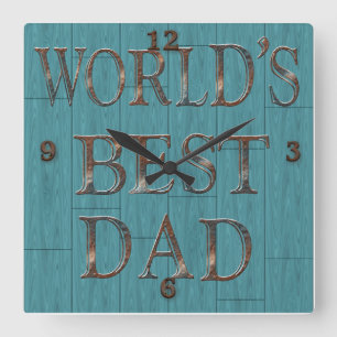 Blue Boards Father's Day Wall Clock Quadratische Wanduhr