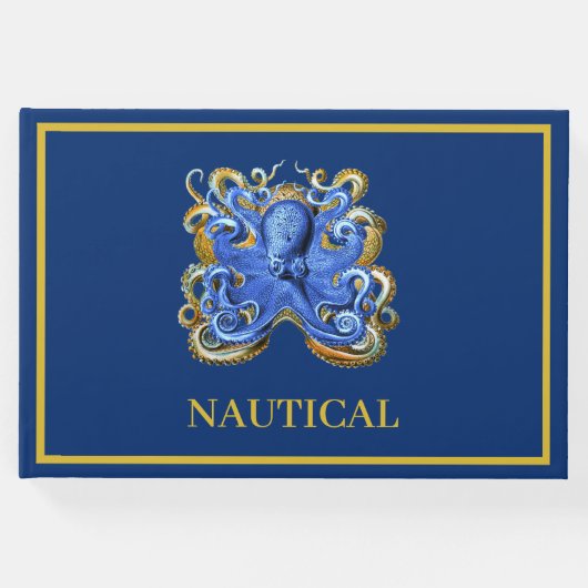 Blue Boat Beach House Octopus Custom Gästebuch (Vorderseite)