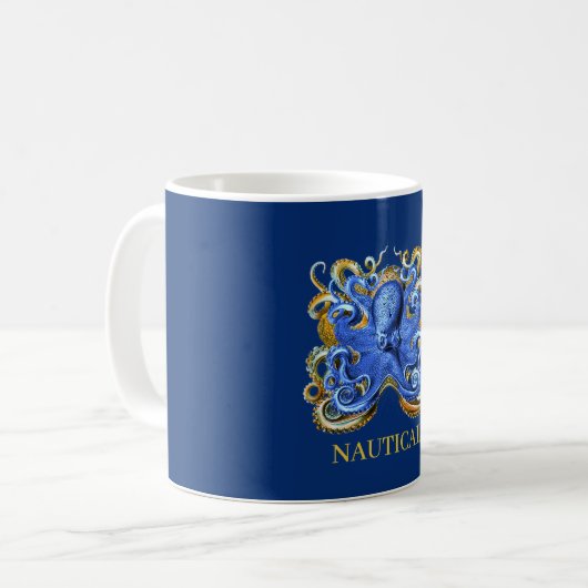 Blue Boat Beach House Octopus Custom Kaffeetasse (Vorderseite Links)