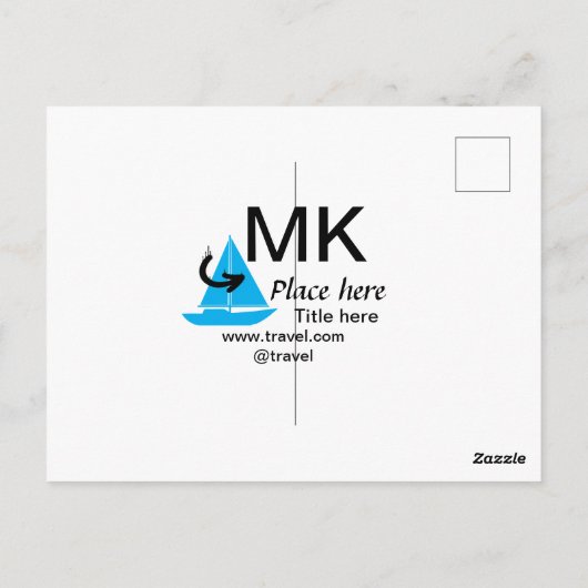 Blue boat Black Pfeil travel Agent blog Website Postkarte (Rückseite)