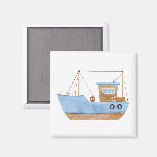 Blue Boat Magnet (Vorderseite/Rückseite)