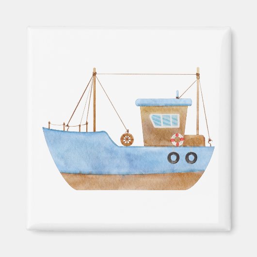 Blue Boat Magnet (Vorne)
