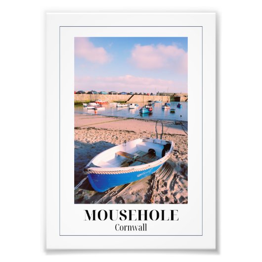 Blue Boat, Mousehole Harbour, Cornwall Fotodruck (Vorne)