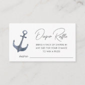 Blue Boat-Themed Baby Duschdusche Windeln Raffle Begleitkarte (Vorderseite)