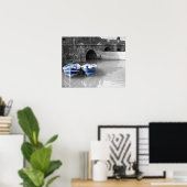 Blue Boats B & W Hafen Poster (Heimbüro)