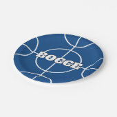 Blue Bocce Ball Game Custom Paper Party Teller (Schrägansicht)
