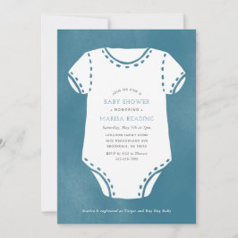Blue Bodysuit Minimalistisch Babydusche Einladung
