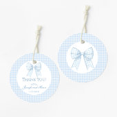 Blue Bogen Gingham Baby Dusche Danke Geschenkanhänger