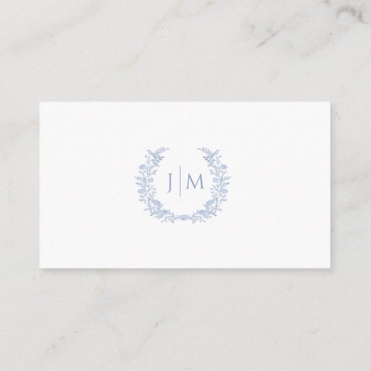 Blue Bohemian Floral Wedding RSVP QR code cards Begleitkarte (Rückseite)