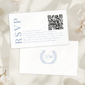 Blue Bohemian Floral Wedding RSVP QR code cards Begleitkarte