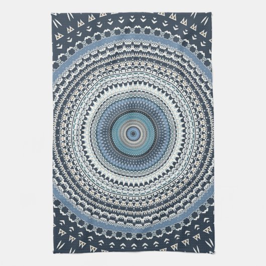 Blue Bohemisch Boho Mandala   Geschirrtuch (Vertikal)
