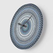 Blue Bohemisch Boho Mandala Große Wanduhr (Winkel)
