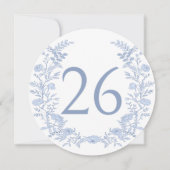 Blue Bohemisch Floral Winter Wedding Tischnummer (Vorderseite)