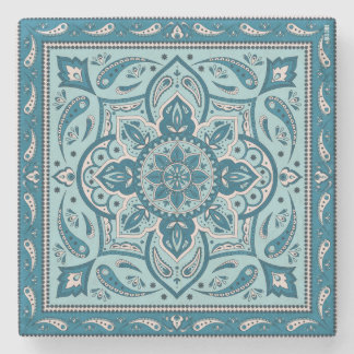 Blue Bohemisch Mandala Bandana Steinuntersetzer
