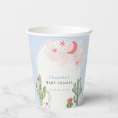 Blue Boho Arch Cactus Toys Boy Baby Shower Pappbecher (Rückseite)