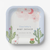 Blue Boho Arch Cactus Toys Boy Baby Shower Pappteller (Vorderseite)