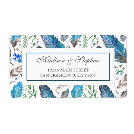 Blue Boho Aztec Watercolor - Hochzeit (Vorne)