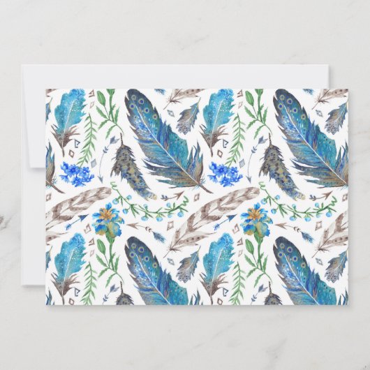 Blue Boho Aztec Watercolor - Save the Date (Rückseite)