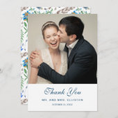 Blue Boho Aztec Watercolor | Vielen Dank Dankeskarte (Vorne/Hinten)