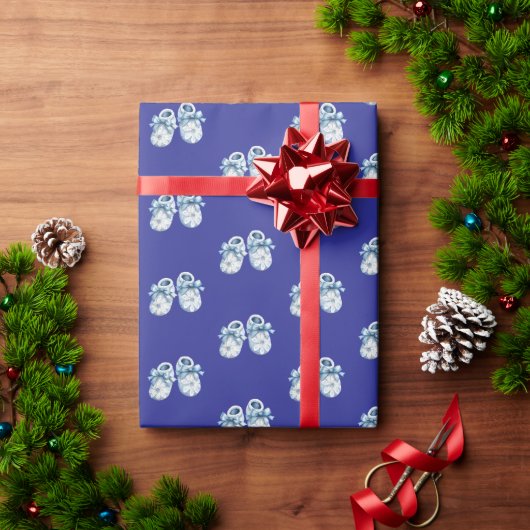 Blue Boho Baby Booties Geschenkpapier (Feiertagsgeschenk)