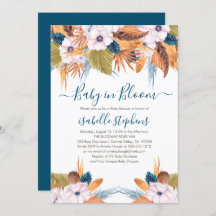 Blue Boho Baby in Bloom Pampas Grass Baby Dusche