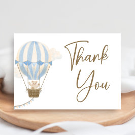 Blue Boho Bear Baby Shower  Dankeskarte