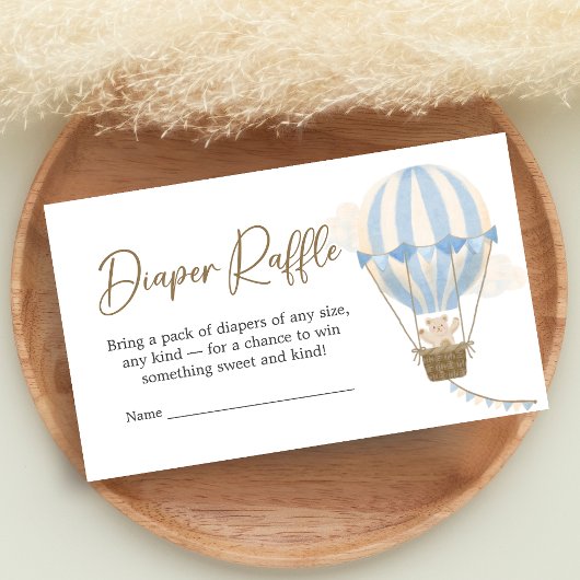 Blue Boho Bear Baby Shower Diaper Raffle Begleitkarte