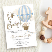 Blue Boho Bear Baby Shower  Einladung