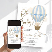 Blue Boho Bear Baby Shower  Einladung