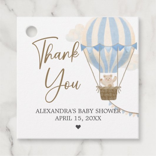 Blue Boho Bear Baby Shower Geschenkanhänger (Vorderseite)