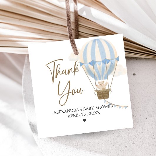 Blue Boho Bear Baby Shower  Geschenkanhänger