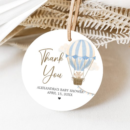 Blue Boho Bear Baby Shower  Geschenkanhänger