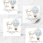 Blue Boho Bear Baby Shower  Quadratischer Aufkleber