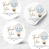 Blue Boho Bear Baby Shower  Runder Aufkleber