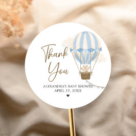 Blue Boho Bear Baby Shower  Runder Aufkleber