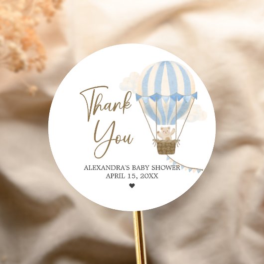 Blue Boho Bear Baby Shower  Runder Aufkleber