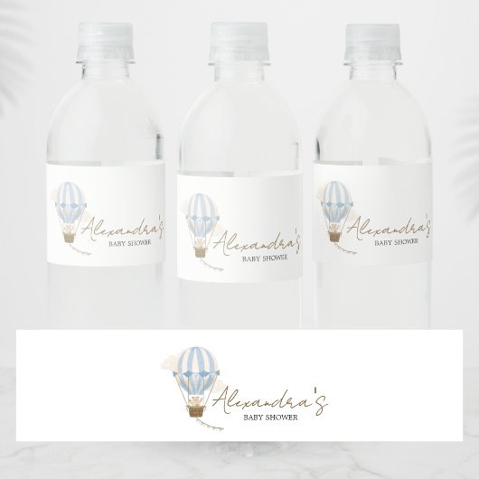 Blue Boho Bear Baby Shower  Wasserflaschenetikett