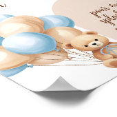 Blue Boho Bear Balloon Baby Dusche Mama Osa Bar Poster (Ecke)