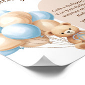 Blue Boho Bear Balloon Baby Dusche Say Baby nicht Poster (Ecke)