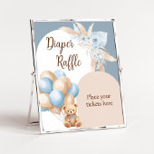 Blue Boho Bear Balloon Baby Dusche Windel Raffel Poster