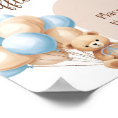 Blue Boho Bear Balloon Baby Dusche Windel Raffel Poster (Ecke)