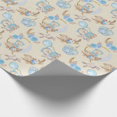 Blue Boho Bear Moon Bunny Geschenkpapier (Ecke)