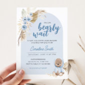 Blue Boho Bearly Wait Baby Dusche Einladung